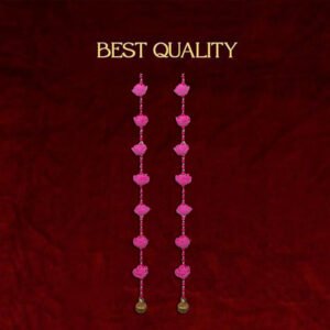 Premium Handmade Pink Foam Flower Hanging Ladi with Beads & Brass Ghungroo